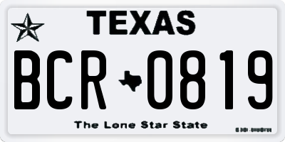 TX license plate BCR0819