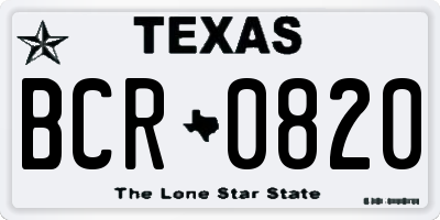 TX license plate BCR0820
