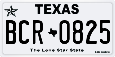 TX license plate BCR0825