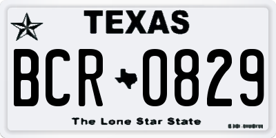 TX license plate BCR0829