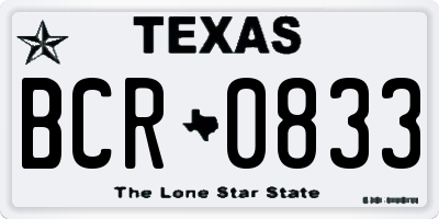 TX license plate BCR0833