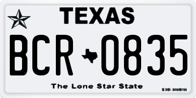 TX license plate BCR0835
