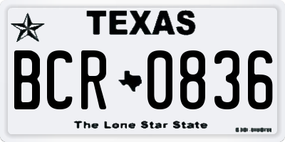 TX license plate BCR0836