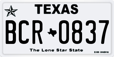 TX license plate BCR0837