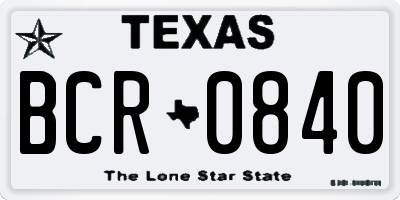 TX license plate BCR0840