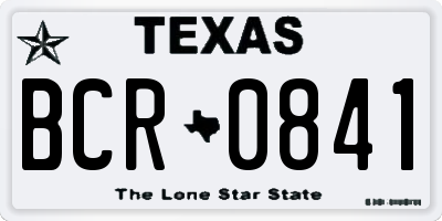 TX license plate BCR0841