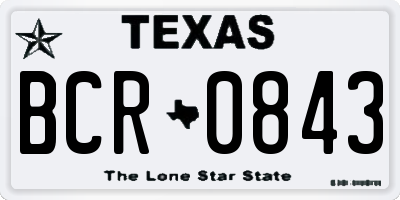 TX license plate BCR0843