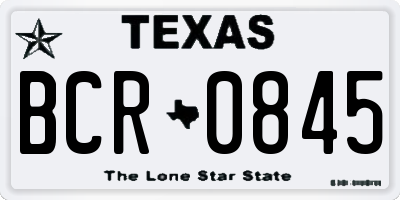 TX license plate BCR0845