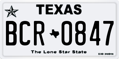 TX license plate BCR0847