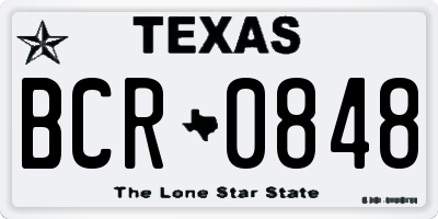 TX license plate BCR0848