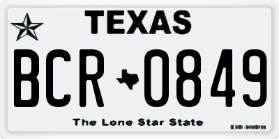 TX license plate BCR0849
