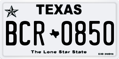 TX license plate BCR0850