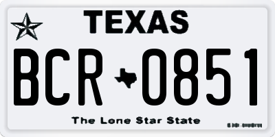 TX license plate BCR0851