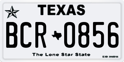 TX license plate BCR0856