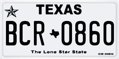 TX license plate BCR0860