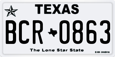 TX license plate BCR0863