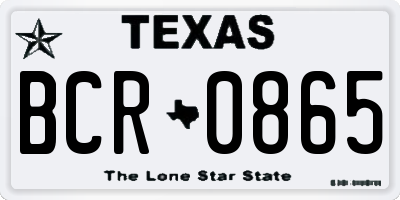 TX license plate BCR0865