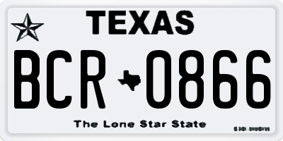TX license plate BCR0866