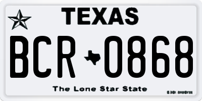 TX license plate BCR0868