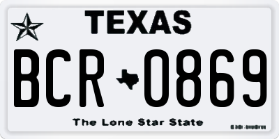 TX license plate BCR0869