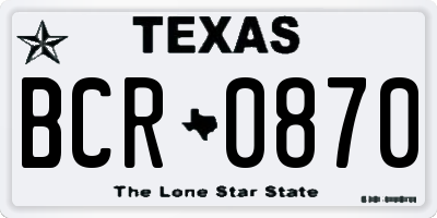 TX license plate BCR0870