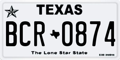 TX license plate BCR0874