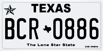 TX license plate BCR0886