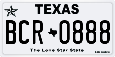 TX license plate BCR0888