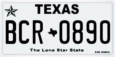 TX license plate BCR0890