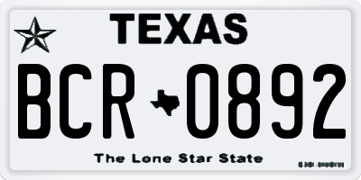 TX license plate BCR0892
