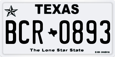 TX license plate BCR0893