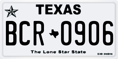TX license plate BCR0906
