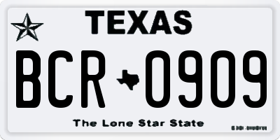 TX license plate BCR0909