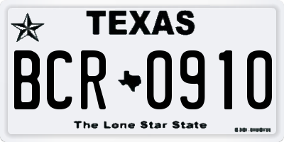 TX license plate BCR0910