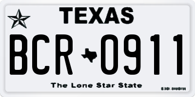 TX license plate BCR0911