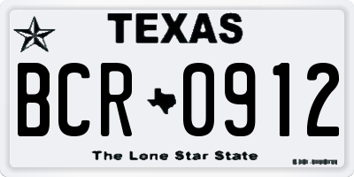 TX license plate BCR0912