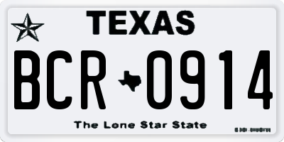 TX license plate BCR0914