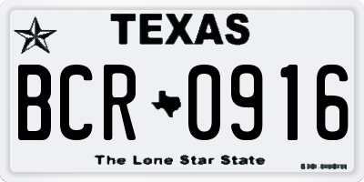 TX license plate BCR0916