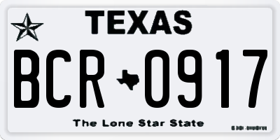 TX license plate BCR0917