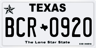 TX license plate BCR0920