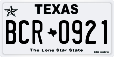 TX license plate BCR0921