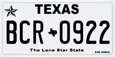 TX license plate BCR0922