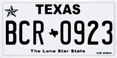 TX license plate BCR0923