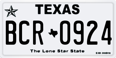 TX license plate BCR0924