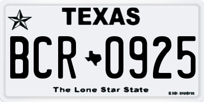 TX license plate BCR0925