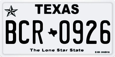 TX license plate BCR0926