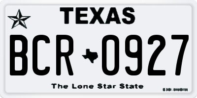 TX license plate BCR0927