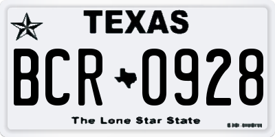 TX license plate BCR0928