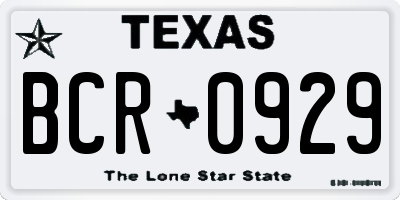 TX license plate BCR0929