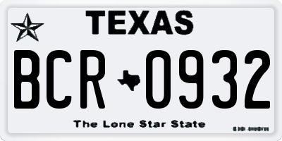 TX license plate BCR0932
